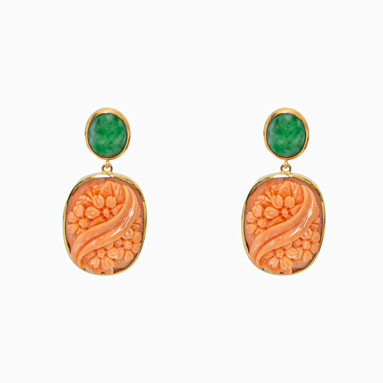 Lemon Jade and Coral Earrings