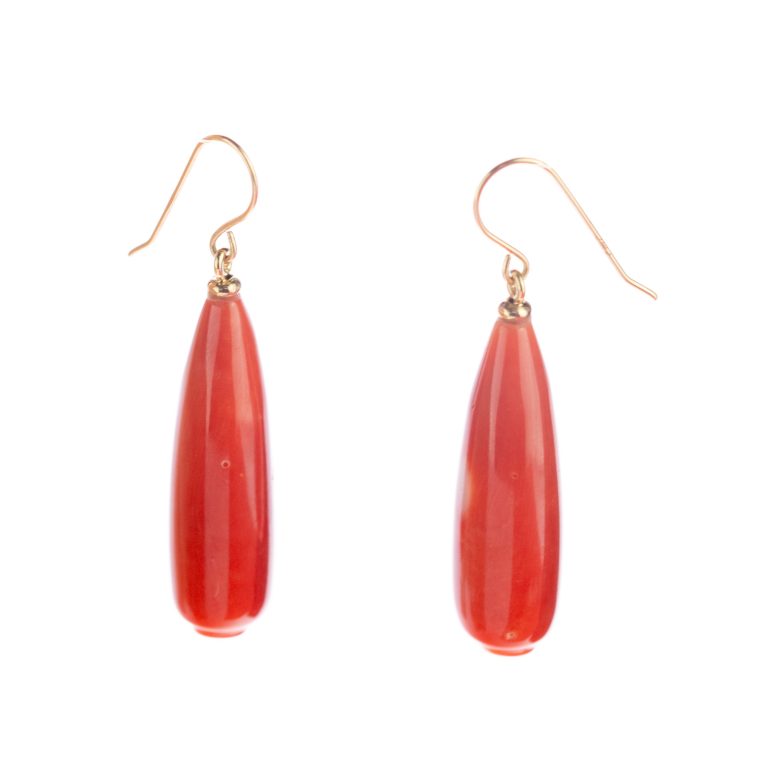 red coral drop earrings