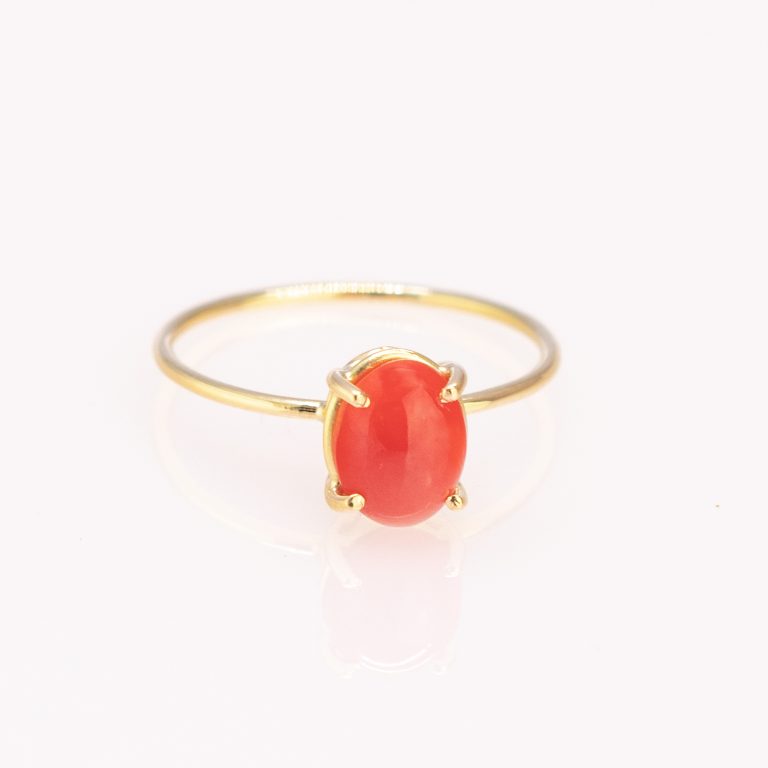 Red Coral Gold Ring (Design AC17) | GemPundit