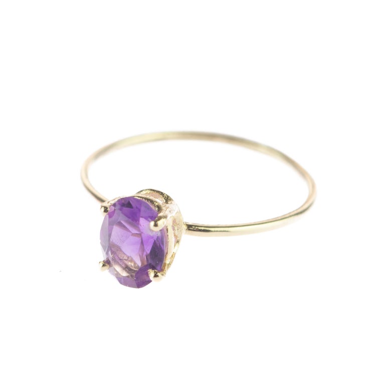 Laurel Solitaire - Green Amethyst Ring - Bella Rose Jewelry Design