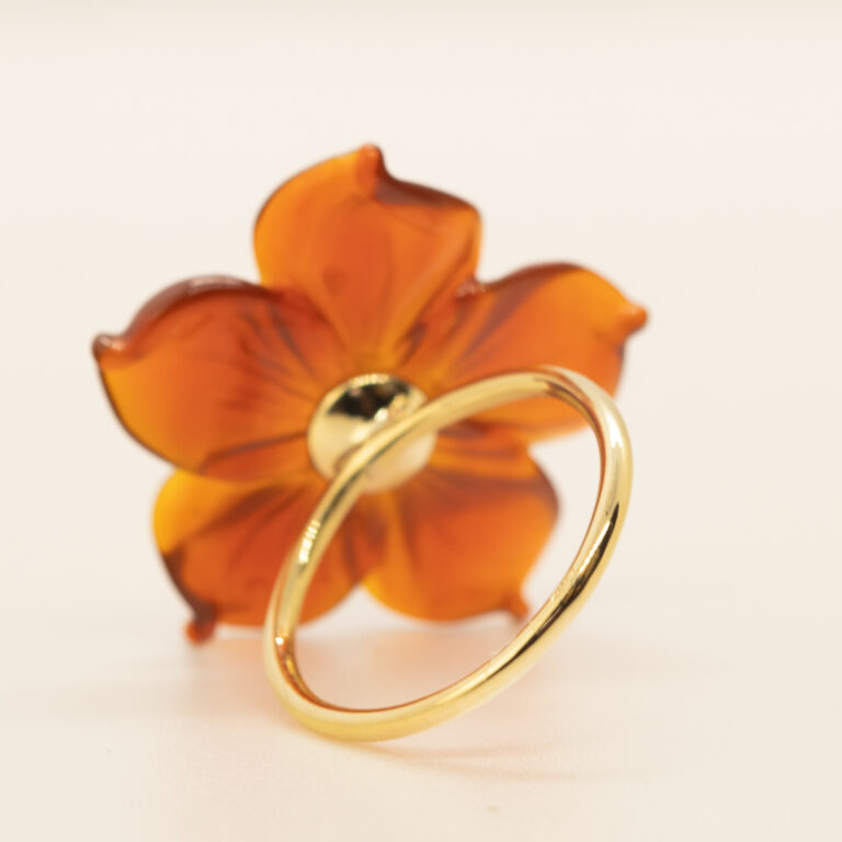 Agate Sapphire Flower Gold Ring