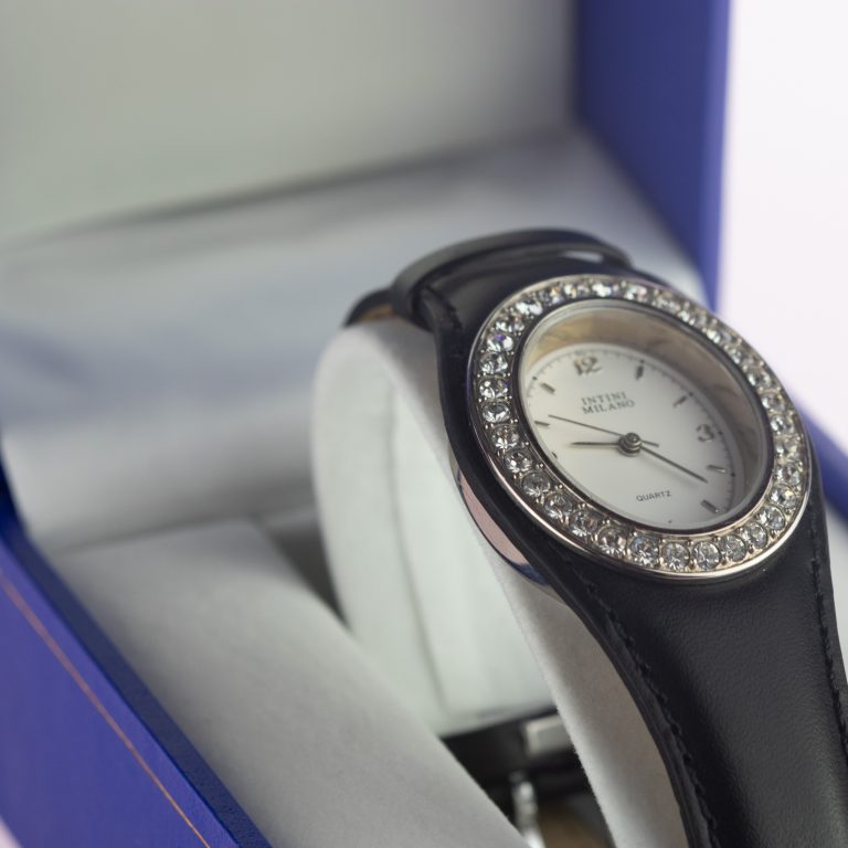 Steel Wrist Watch with Cubic Zirconia Pavé Case - Bronzallure